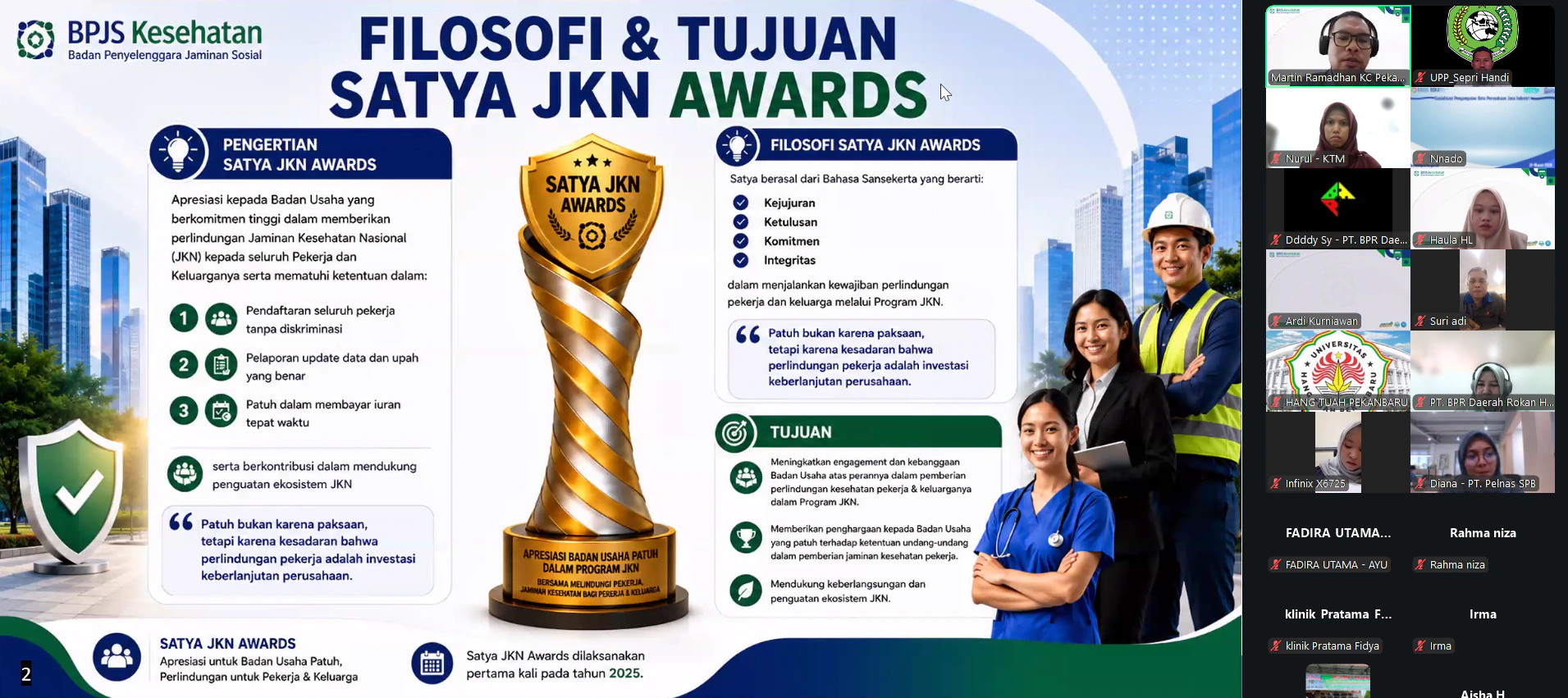 Universitas Pasir Pengaraian Hadiri Sosialisasi Satya JKN Awards 2026 via Zoom Meeting